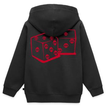 Mit Würfeln spielen (rot) - Kinder Premium Organic Zip Hoodie - Schwarz - Hinten - AI Model Kid Male (0cm)