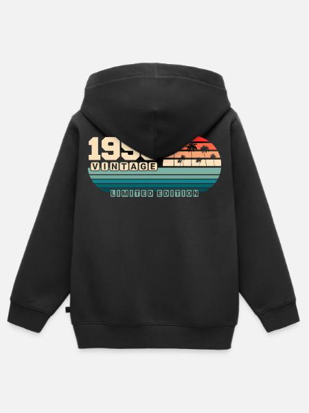 26th Birthday 1999 Vintage 1999 Retro Sunset - Kids Premium Organic Zip-up Hoodie - black