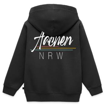 Aachen - Kinder Premium Organic Zip Hoodie - Schwarz - Hinten - AI Model Kid Male (0cm)