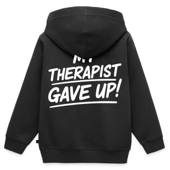 Mon thérapeute a abandonné - Le thérapeute a abandonné - Sweat Premium à capuche zippé enfant bio - noir - Dos - AI Model Kid Male (0cm)
