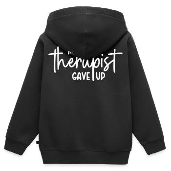 Mon thérapeute a abandonné - Sweat Premium à capuche zippé enfant bio - noir - Dos - AI Model Kid Male (0cm)