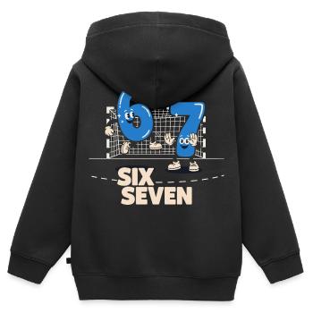 67 Six Seven meme Handball - Lustiges Geschenk - Kinder Premium Organic Zip Hoodie - Schwarz - Hinten - AI Model Kid Male (0cm)