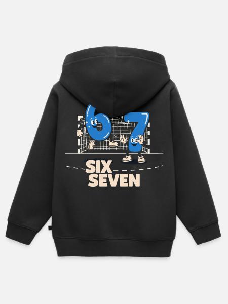 67 Six Seven meme Handball - Lustiges Geschenk - Premium børne zip-hættetrøje økologisk - sort