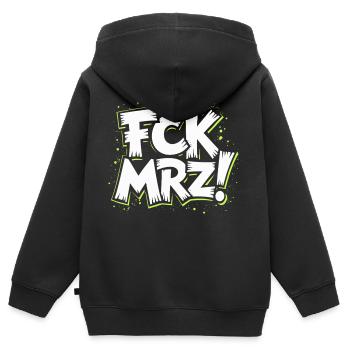 Slogan de protestation politique FCK Mar - Sweat Premium à capuche zippé enfant bio - noir - Dos - AI Model Kid Male (0cm)