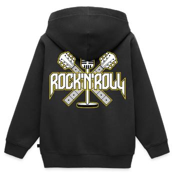RocknRoll Crest avec guitares et micro - Sweat Premium à capuche zippé enfant bio - noir - Dos - AI Model Kid Male (0cm)