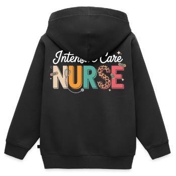 Infirmière en soins intensifs colorée - Sweat Premium à capuche zippé enfant bio - noir - Dos - AI Model Kid Male (0cm)