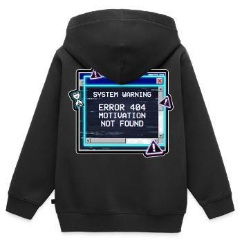 Error 404 Motivation Glitch - Kids Premium Organic Zip-up Hoodie - black - Back - AI Model Kid Male (0cm)