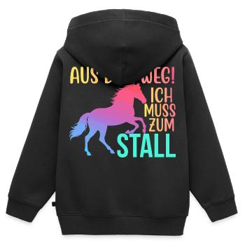 Écartez-vous, je dois aller à l’écurie - Sweat Premium à capuche zippé enfant bio - noir - Dos - AI Model Kid Male (0cm)