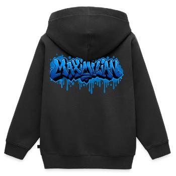 Graffiti MAXIMILIAN Name Geschenk Ideal Printabl - Kinder Premium Organic Zip Hoodie - Schwarz - Hinten - AI Model Kid Male (0cm)