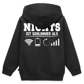 Coder NICHTS IST SCHLIMMER ALS LUSTIG - Kinder Premium Organic Zip Hoodie - Schwarz - Hinten - AI Model Kid Male (0cm)