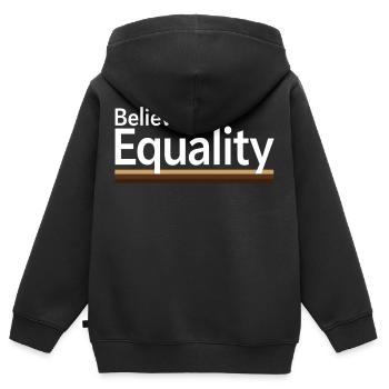 Believe In Equality Statement Gleichberechtigung - Kinder Premium Organic Zip Hoodie - Schwarz - Hinten - AI Model Kid Male (0cm)