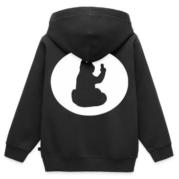 Katze Katzen Cat Kätzchen Mieze Mittelfinger - Kinder Premium Organic Zip Hoodie - Schwarz - Hinten - AI Model Kid Male (0cm)
