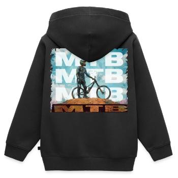 MTB - Kinder Premium Organic Zip Hoodie - Schwarz - Hinten - AI Model Kid Male (0cm)