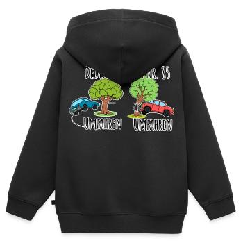 Deutsch Lektion - Baum umfahren vs. Baum umfahren! - Kinder Premium Organic Zip Hoodie - Schwarz - Hinten - AI Model Kid Male (0cm)