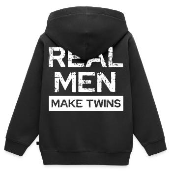Les vrais hommes font des jumeaux - Sweat Premium à capuche zippé enfant bio - noir - Dos - AI Model Kid Male (0cm)