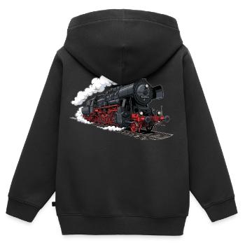 Dampf-Lokomotive 52 8154 - Kinder Premium Organic Zip Hoodie - Schwarz - Hinten - AI Model Kid Male (0cm)