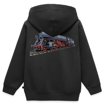 Locomotive à vapeur au look rétro 01 519 - Sweat Premium à capuche zippé enfant bio - noir - Dos - AI Model Kid Male (0cm)