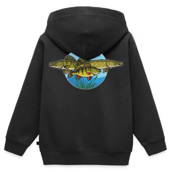 Barsch Hecht Zander Raubfisch Angeln - Kinder Premium Organic Zip Hoodie - Schwarz - Hinten - AI Model Kid Male (0cm)