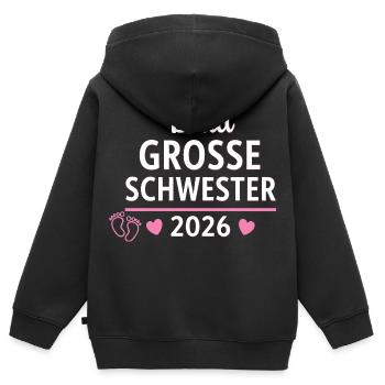 Große Schwester 2026 – Baldige Geschwisterliebe - Kinder Premium Organic Zip Hoodie - Schwarz - Hinten - AI Model Kid Male (0cm)