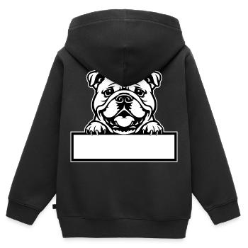 Bulldog Name Badge - Kids Premium Organic Zip-up Hoodie - black - Back - AI Model Kid Male (0cm)