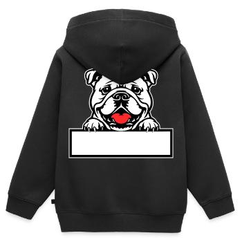 Bulldog Name Badge - Kids Premium Organic Zip-up Hoodie - black - Back - AI Model Kid Male (0cm)