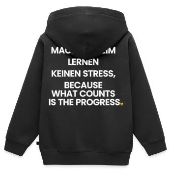 Deutsch-Englisch-Reim 1 (Ver. A) - Kinder Premium Organic Zip Hoodie - Schwarz - Hinten - AI Model Kid Male (0cm)