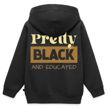 Pretty Black & Educated Tee - Sweat Premium à capuche zippé enfant bio - noir - Dos - AI Model Kid Male (0cm)
