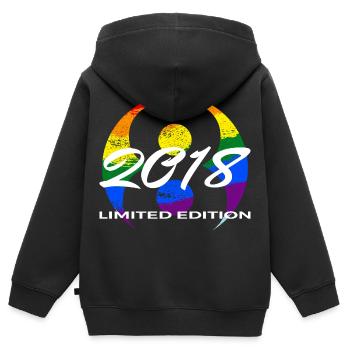 8e anniversaire 2018 cadeau garçons et filles - Sweat Premium à capuche zippé enfant bio - noir - Dos - AI Model Kid Male (0cm)