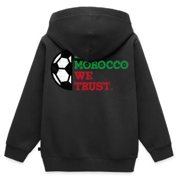 Au Maroc, nous avons confiance - Sweat Premium à capuche zippé enfant bio - noir - Dos - AI Model Kid Male (0cm)