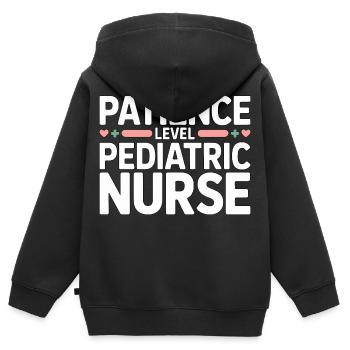 Pediatric Nurse Patience Level Pediatric Nursing - Kinder Premium Organic Zip Hoodie - Schwarz - Hinten - AI Model Kid Male (0cm)