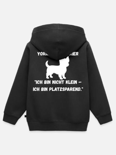 Yorkie weiß - Kinder Premium Organic Zip Hoodie - Schwarz