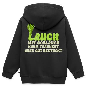 Gym LAUCH MIT SCHLAUCH KAUM TRAINIERT Lustig - Kinder Premium Organic Zip Hoodie - Schwarz - Hinten - AI Model Kid Male (0cm)
