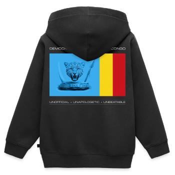 DRC BOLD UNOFFICIAL FLAG - Sweat Premium à capuche zippé enfant bio - noir - Dos - AI Model Kid Male (0cm)