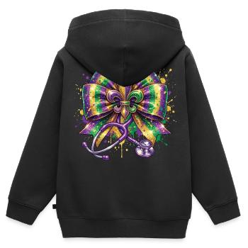 Mardi Gras Krankenschwester Doktorin Fleur De Lys - Kinder Premium Organic Zip Hoodie - Schwarz - Hinten - AI Model Kid Male (0cm)