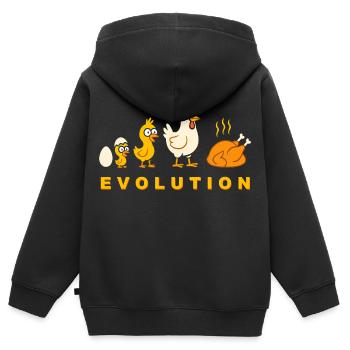 Evolution Hähnchen Broiler Huhn Lustig - Kinder Premium Organic Zip Hoodie - Schwarz - Hinten - AI Model Kid Male (0cm)