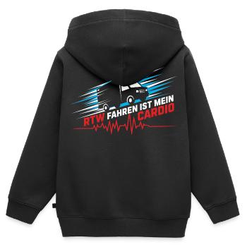 RTW Ambulanz Rettungswagen Rettungsdienst Sanität - Kinder Premium Organic Zip Hoodie - Schwarz - Hinten - AI Model Kid Male (0cm)