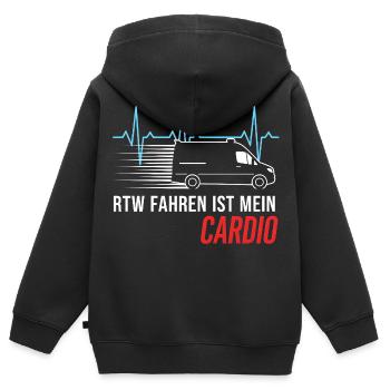 RTW Ambulanz Rettungswagen Rettungsdienst Sanität - Kinder Premium Organic Zip Hoodie - Schwarz - Hinten - AI Model Kid Male (0cm)