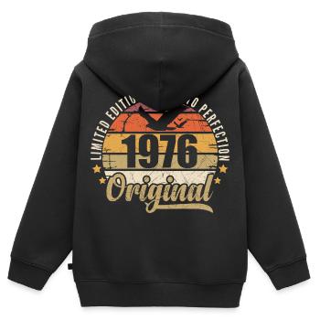1976 Cadeau d'anniversaire 1976 Original 1976 - Sweat Premium à capuche zippé enfant bio - noir - Dos - AI Model Kid Male (0cm)