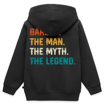 Barber Myth Legend Shirt - Kinder Premium Organic Zip Hoodie - Schwarz - Hinten - AI Model Kid Male (0cm)