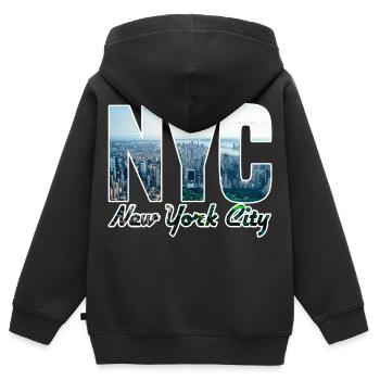 NYC Skyline Blockbuchstaben - Kinder Premium Organic Zip Hoodie - Schwarz - Hinten - AI Model Kid Male (0cm)