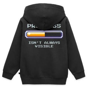 Unsichtbarer Fortschritt | Sozialarbeit - Kinder Premium Organic Zip Hoodie - Schwarz - Hinten - AI Model Kid Male (0cm)