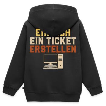 Informatik EINFACH EIN TICKET ERSTELLEN Lustig - Kinder Premium Organic Zip Hoodie - Schwarz - Hinten - AI Model Kid Male (0cm)