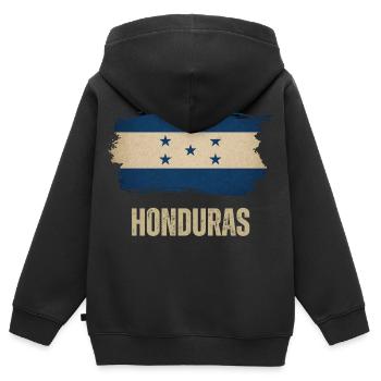 Flagge von Honduras Grunge, ich liebe Honduras - Kinder Premium Organic Zip Hoodie - Schwarz - Hinten - AI Model Kid Male (0cm)