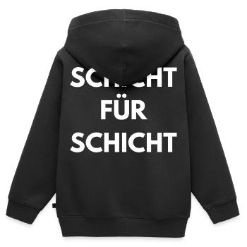 Schicht Für Schicht | Schichtarbeit Shirt - Kinder Premium Organic Zip Hoodie - Schwarz - Hinten - AI Model Kid Male (0cm)