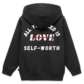 All You Need Is Self-Worth – Mental Health - Kids Premium Organic Zip-up Hoodie - black - Back - AI Model Kid Male (0cm)
