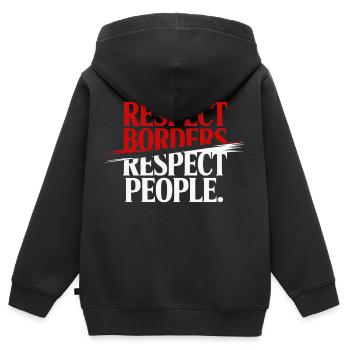 Respect Borders Respect People - Greenland - Kids Premium Organic Zip-up Hoodie - black - Back - AI Model Kid Male (0cm)