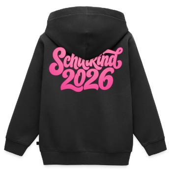School Child 2026 Girl - Kids Premium Organic Zip-up Hoodie - black - Back - AI Model Kid Male (0cm)