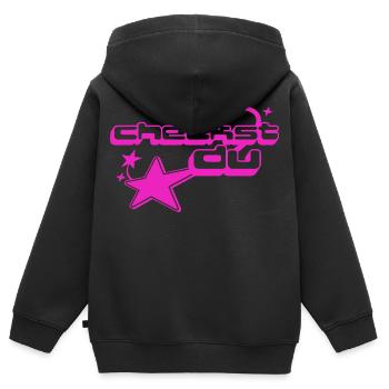Étoile de Caisse Néon - Sweat Premium à capuche zippé enfant bio - noir - Dos - AI Model Kid Male (0cm)