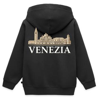 Sensation Venezia - Sweat Premium à capuche zippé enfant bio - noir - Dos - AI Model Kid Male (0cm)