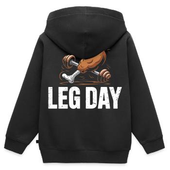 Duel de puissance du Jour des jambes - Sweat Premium à capuche zippé enfant bio - noir - Dos - AI Model Kid Male (0cm)